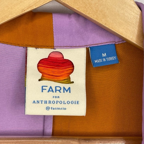 Farm Rio for Anthropologie Puff Sleeve Button Down Women’s M Color Block - Picture 4 of 16